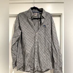 Men’s Cinch button down gray and blue pattern shirt. Size M
